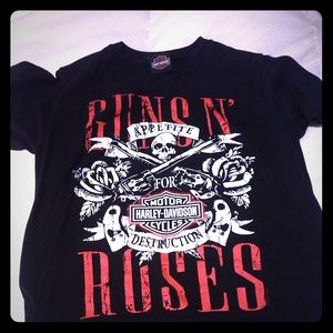 Harley Davidson Guns and Roses t-shirt